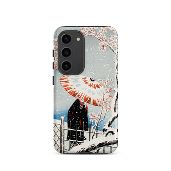 Plum Tree in Snow - Hiroaki Takahashi Shin-hanga Samsung Case, Galaxy S23 / Matte, Phone Case Japanese Ukiyo-e Style Print Person Umbrella