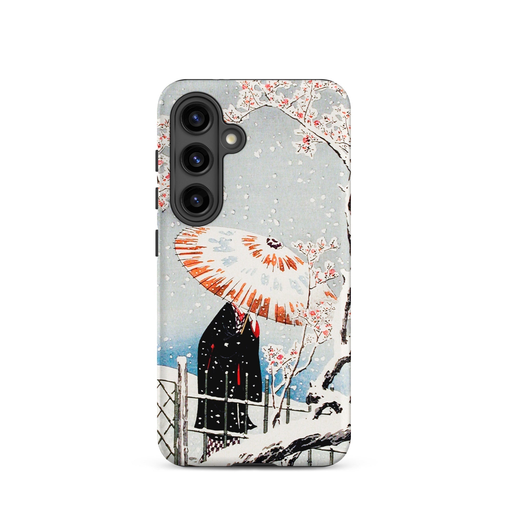 Plum Tree in Snow Hiroaki Takahashi Shin Hanga Samsung Case, Galaxy S24 / Matte, White Phone Case Japanese Style Winter Scene Person