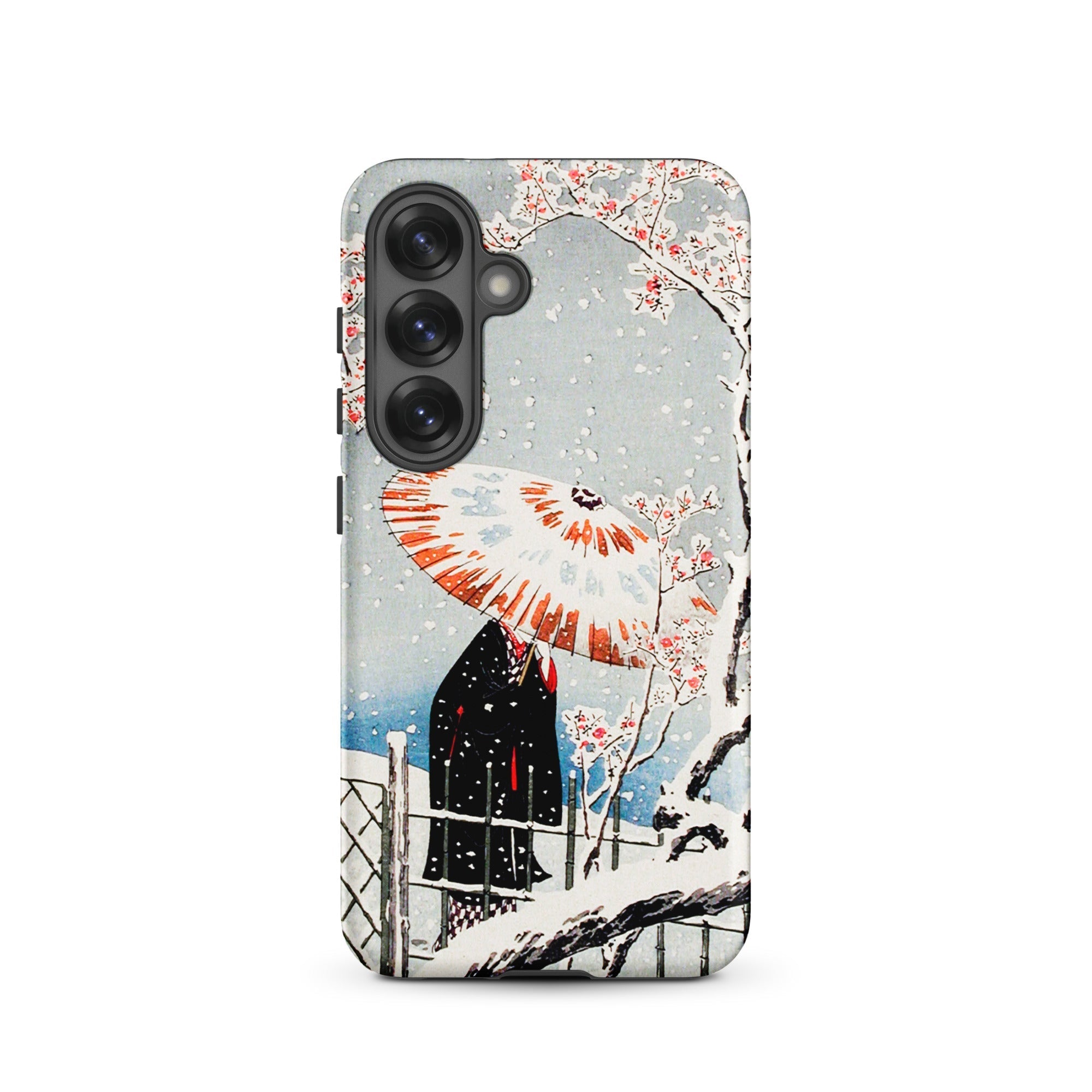Plum Tree in Snow Hiroaki Takahashi Shin Hanga Samsung Case, Galaxy S25 / Matte, Smartphone Japanese Woodblock Print Design Case Woman
