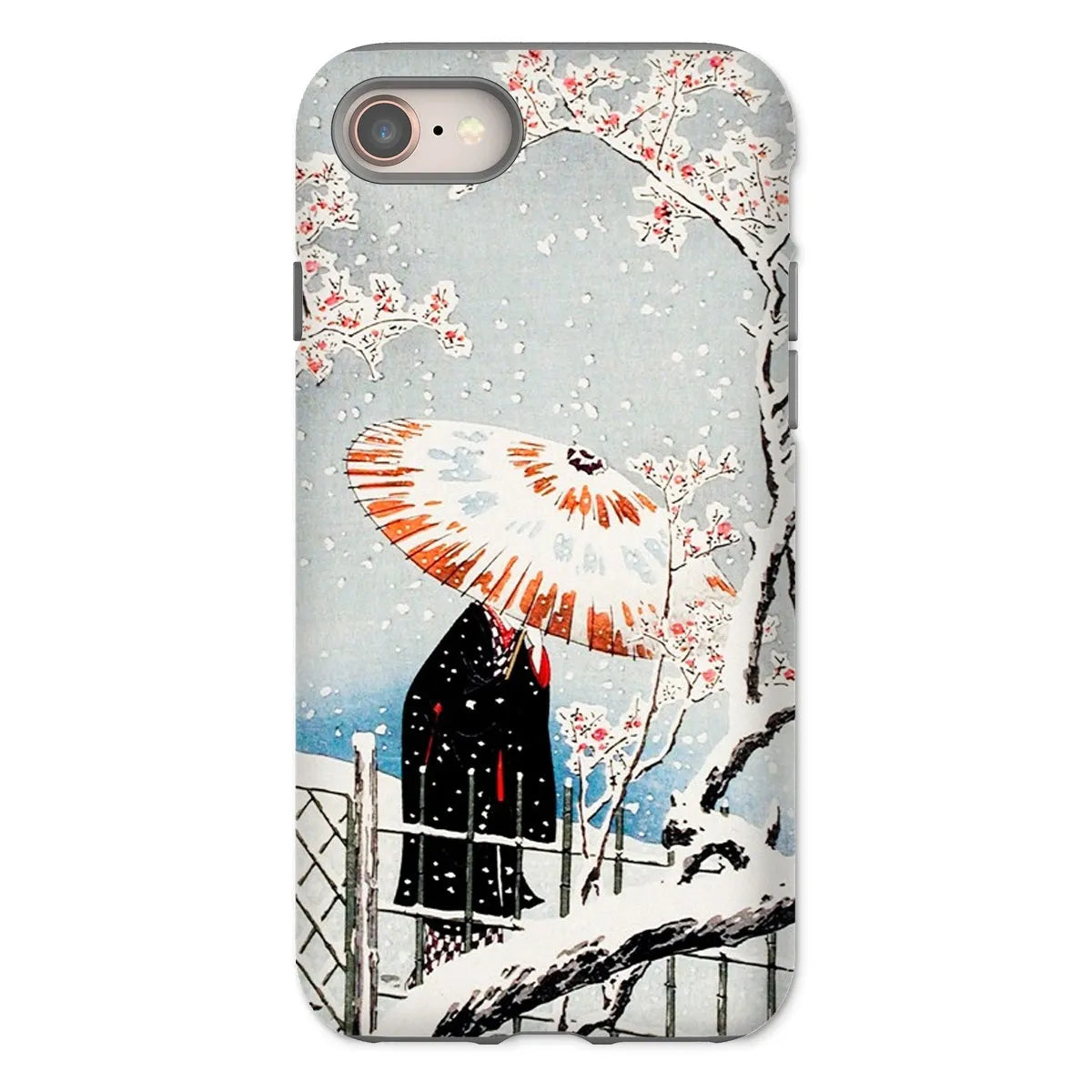 Plum Tree In Snow - Shin-hanga Phone Case - Hiroaki Takahashi - Iphone 8 / Matte - Mobile Phone Cases - Aesthetic Art