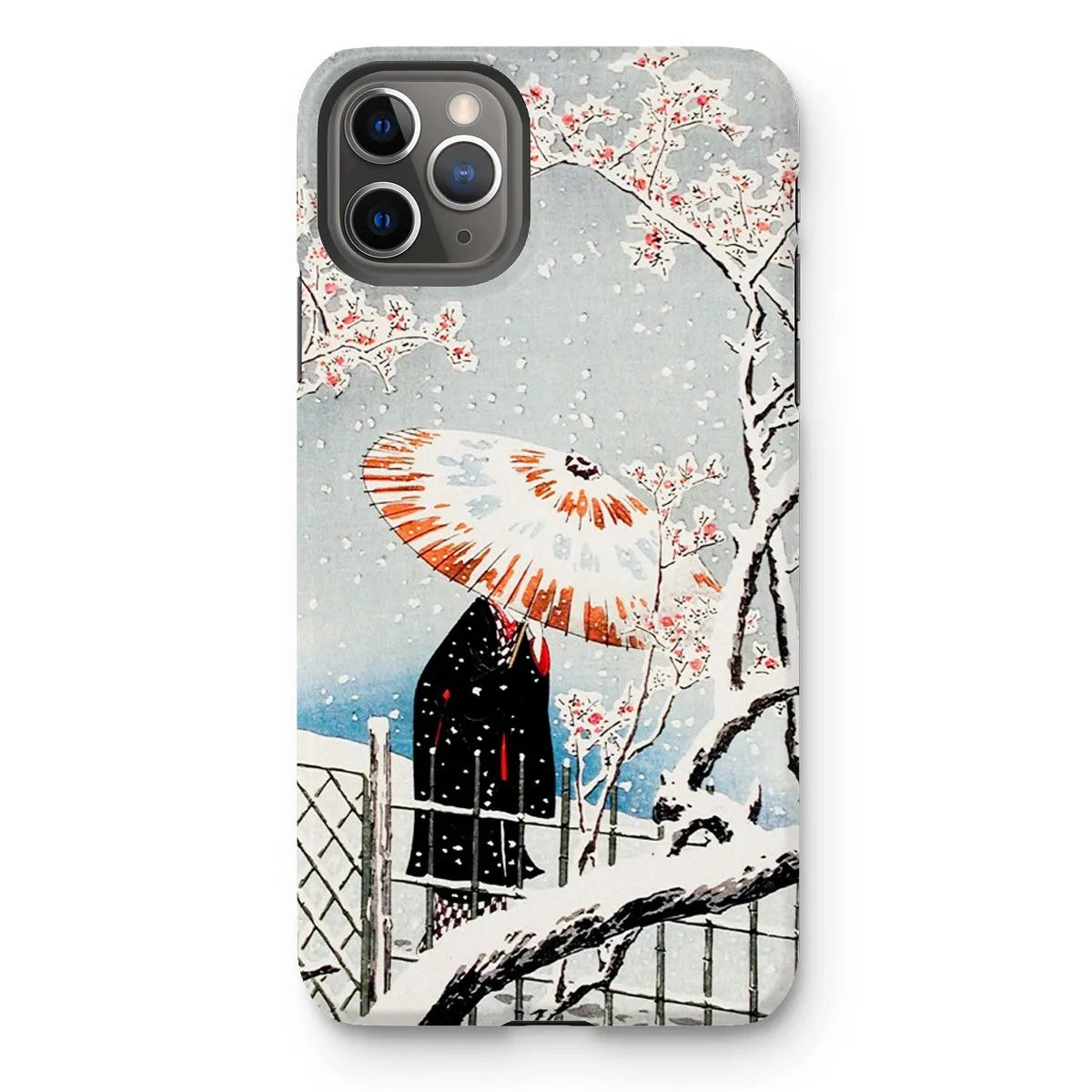 Plum Tree In Snow - Shin-hanga Phone Case - Hiroaki Takahashi - Iphone 11 Pro Max / Matte - Mobile Phone Cases