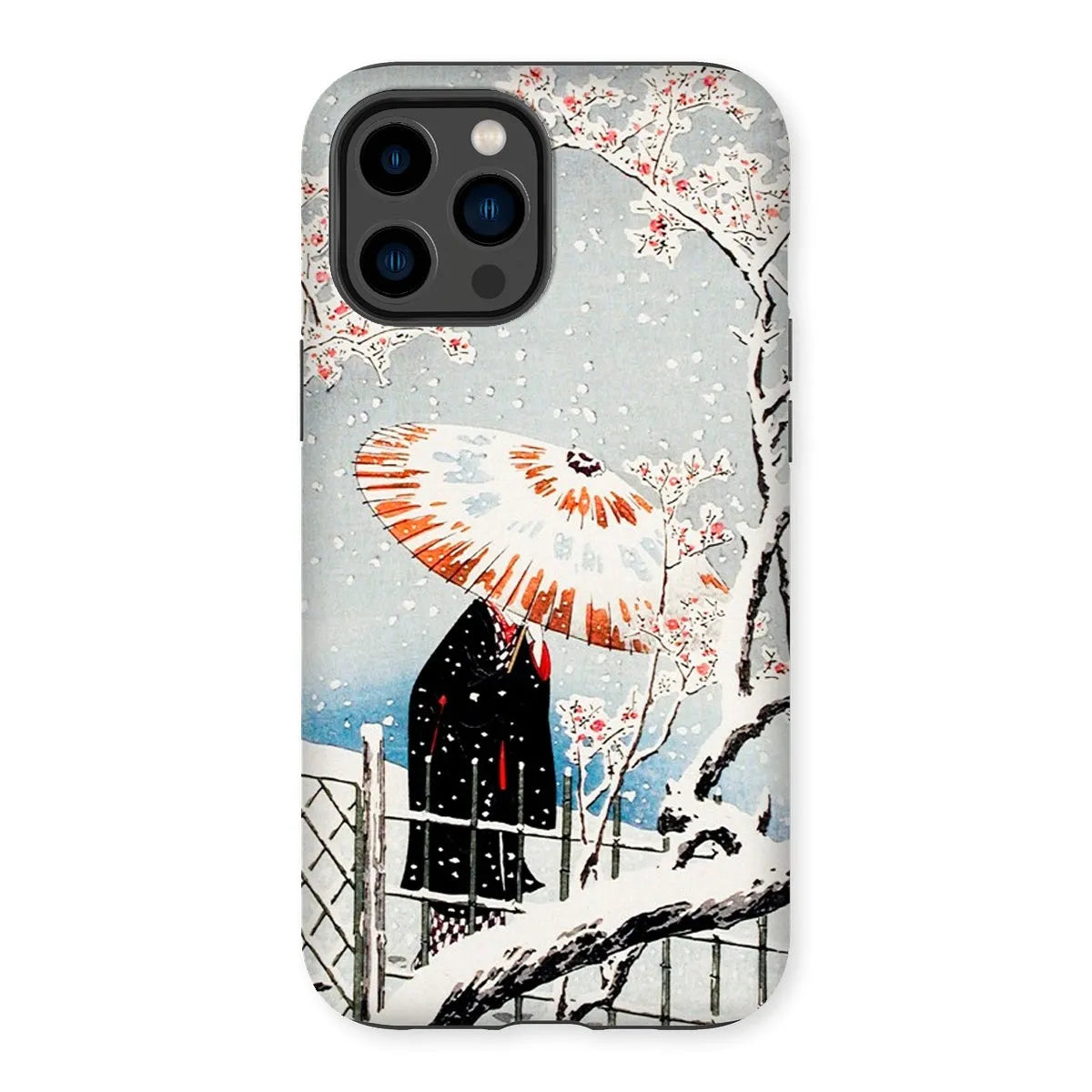 Plum Tree In Snow - Shin-hanga Phone Case - Hiroaki Takahashi - Iphone 14 Pro Max / Matte - Mobile Phone Cases