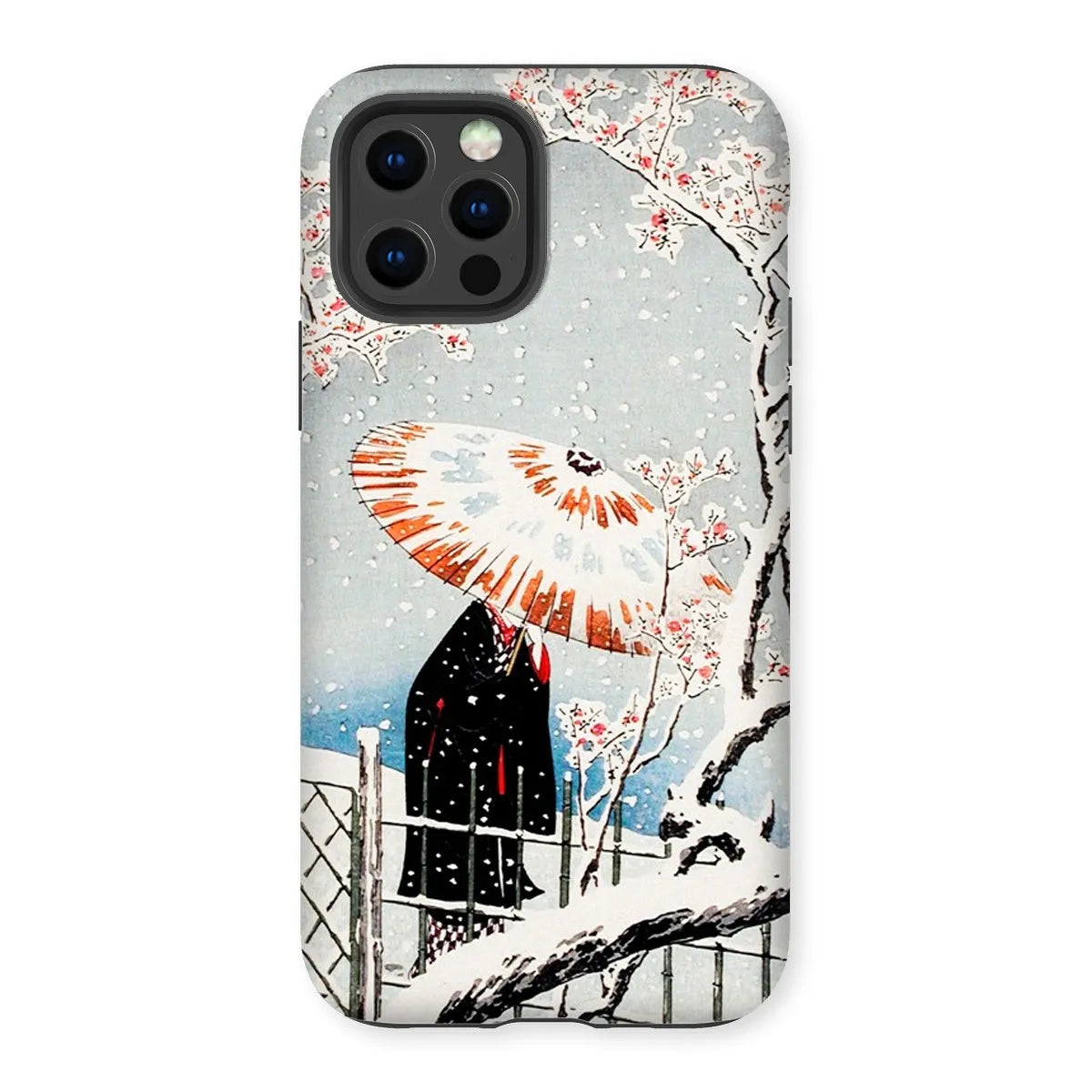 Plum Tree In Snow - Shin-hanga Phone Case - Hiroaki Takahashi - Iphone 12 Pro / Matte - Mobile Phone Cases - Aesthetic