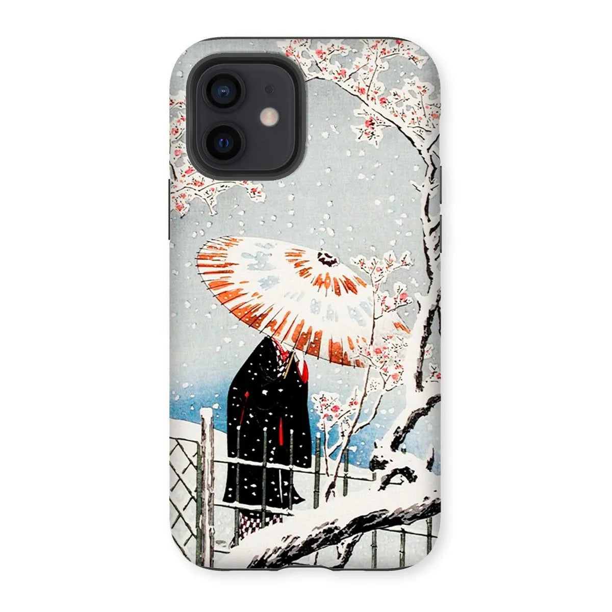 Plum Tree In Snow - Shin-hanga Phone Case - Hiroaki Takahashi - Iphone 12 / Matte - Mobile Phone Cases - Aesthetic Art