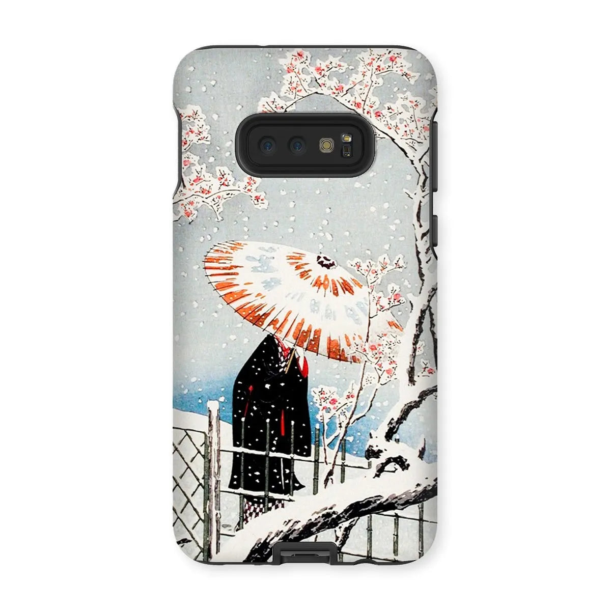 Plum Tree In Snow - Shin-hanga Phone Case - Hiroaki Takahashi - Samsung Galaxy S10e / Matte - Mobile Phone Cases