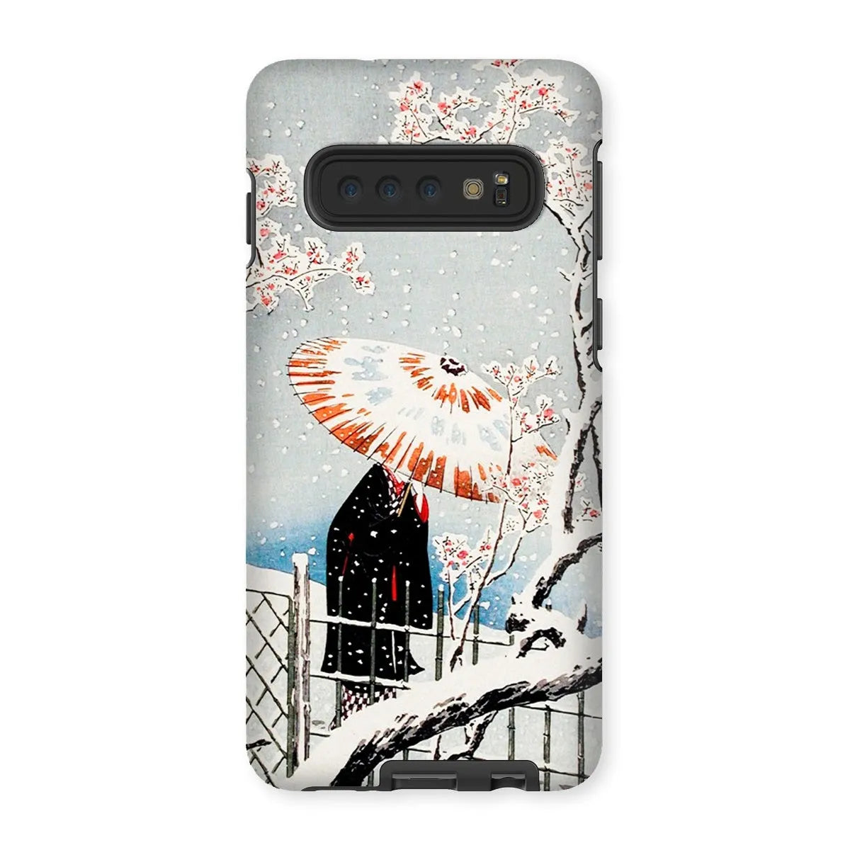 Plum Tree In Snow - Shin-hanga Phone Case - Hiroaki Takahashi - Samsung Galaxy S10 / Matte - Mobile Phone Cases