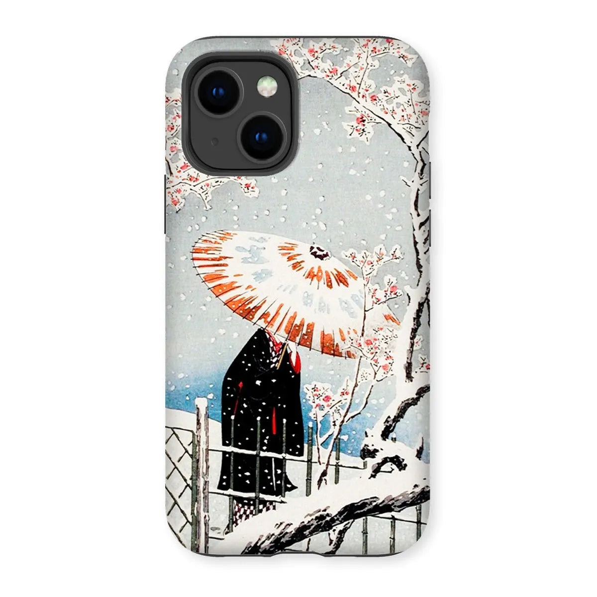 Plum Tree In Snow - Shin-hanga Phone Case - Hiroaki Takahashi - Iphone 14 / Matte - Mobile Phone Cases - Aesthetic Art
