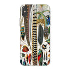 Plumes and Feathers - Adolphe Millot Art Iphone Case, x / Matte, Phone Case Colorful Collage Bird Feathers Illustrations