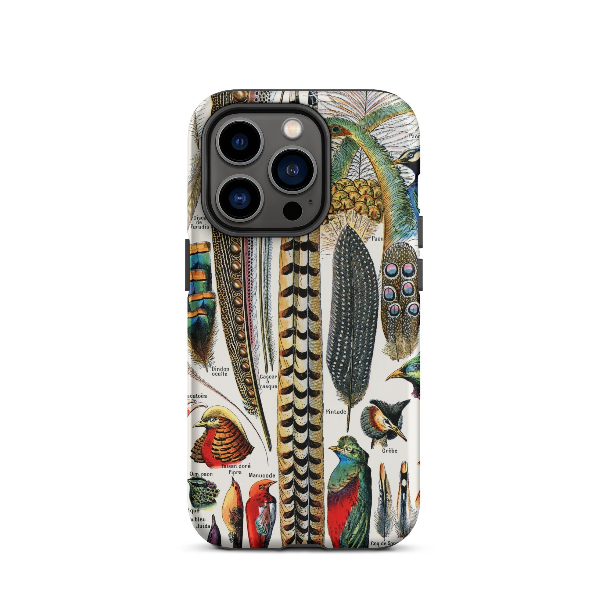 Plumes and Feathers Adolphe Philippe Millot Iphone Case, 14 Pro / Matte, Feather Bird Patterned Phone Case