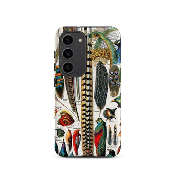 Plumes and Feathers - Adolphe Philippe Millot Phone Case Samsung Galaxy S23 / Matte Detailed Vintage-style Illustration Bird Species, Art