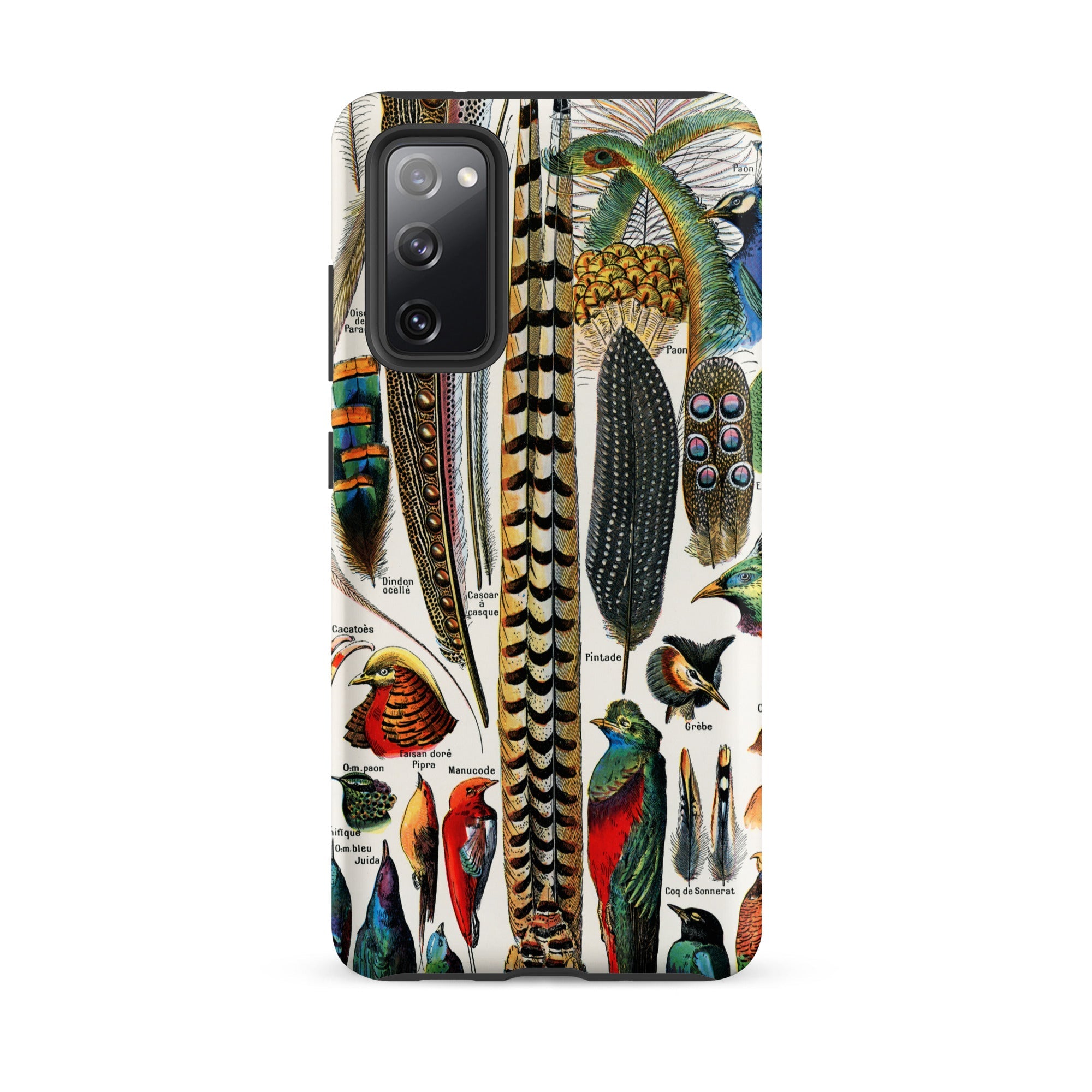 Plumes and Feathers Adolphe Philippe Millot Samsung Case, Galaxy S20 Fe / Matte, Smartphone Case Vibrant Detailed Illustration Bird