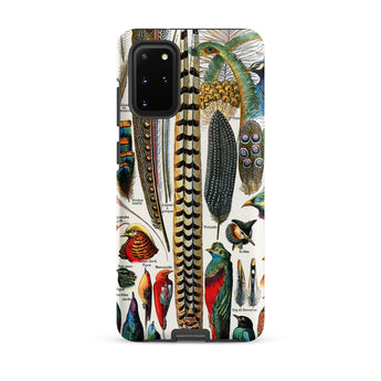 Plumes and Feathers - Adolphe Philippe Millot Samsung Case, Galaxy S20 Plus / Matte, Smartphone Case Vintage Illustration Bird Feathers