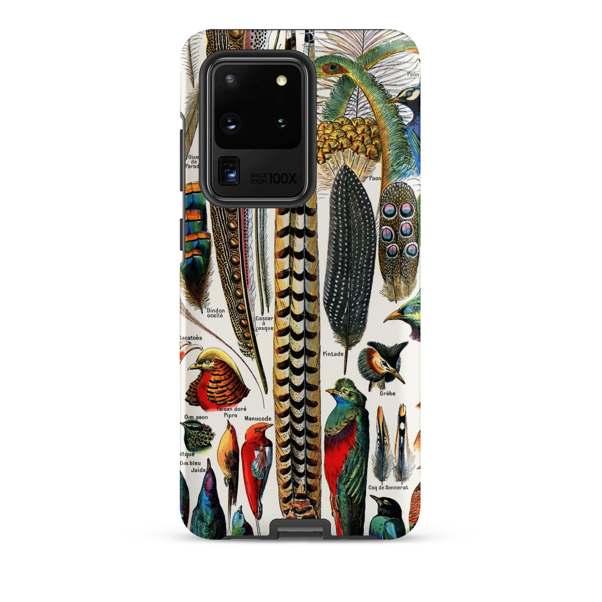 Plumes and Feathers Adolphe Philippe Millot Samsung Case, Galaxy S20 Ultra / Matte, Smartphone Case Antique Bird Feather Illustration
