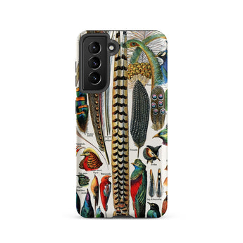Plumes and Feathers - Adolphe Philippe Millot Samsung Case, Galaxy S21 / Matte, Phone Case Colorful Illustration Bird Feathers Birds