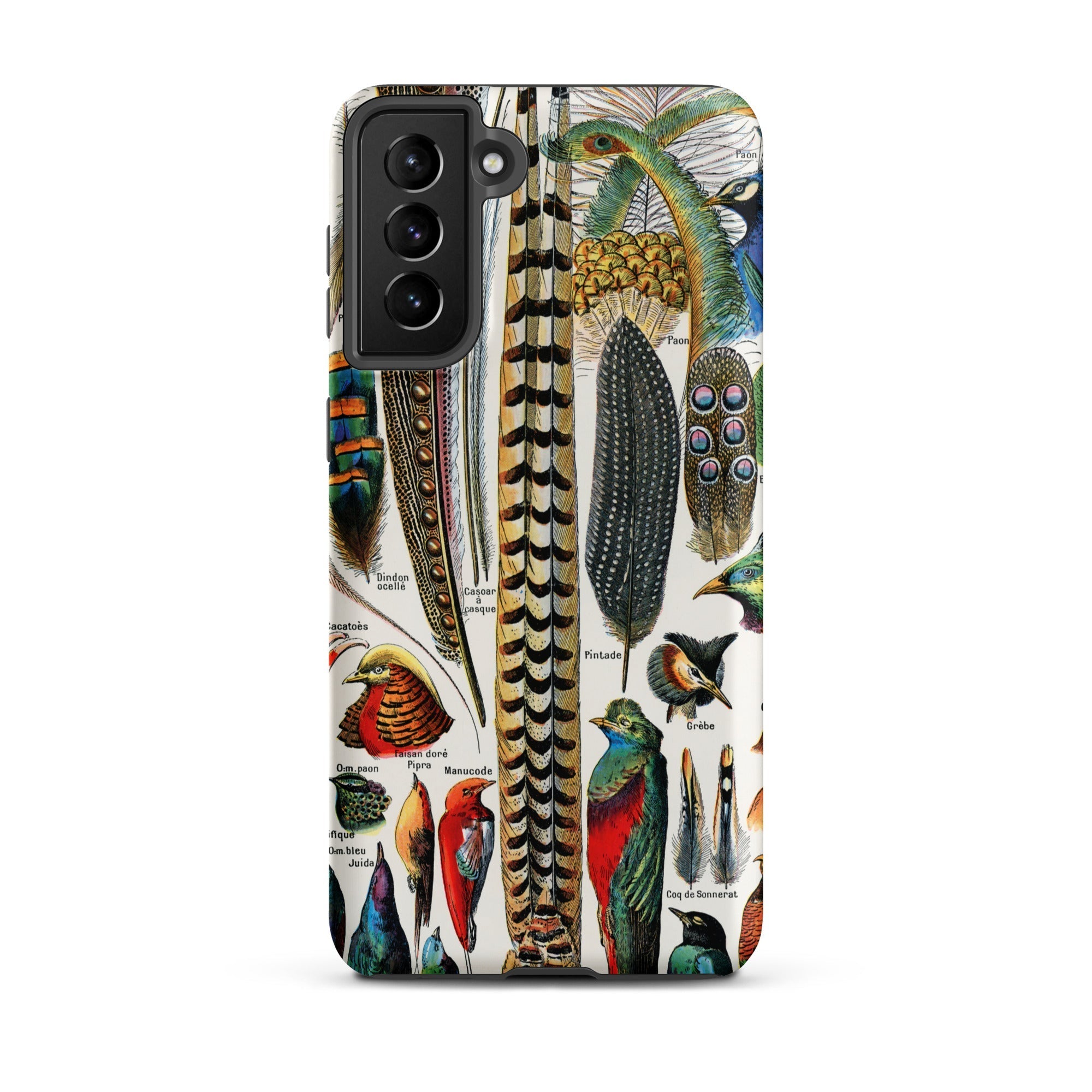 Plumes and Feathers Adolphe Philippe Millot Samsung Case, Galaxy S21 Plus / Matte, Phone Case Vibrant Vintage Style Illustration Bird