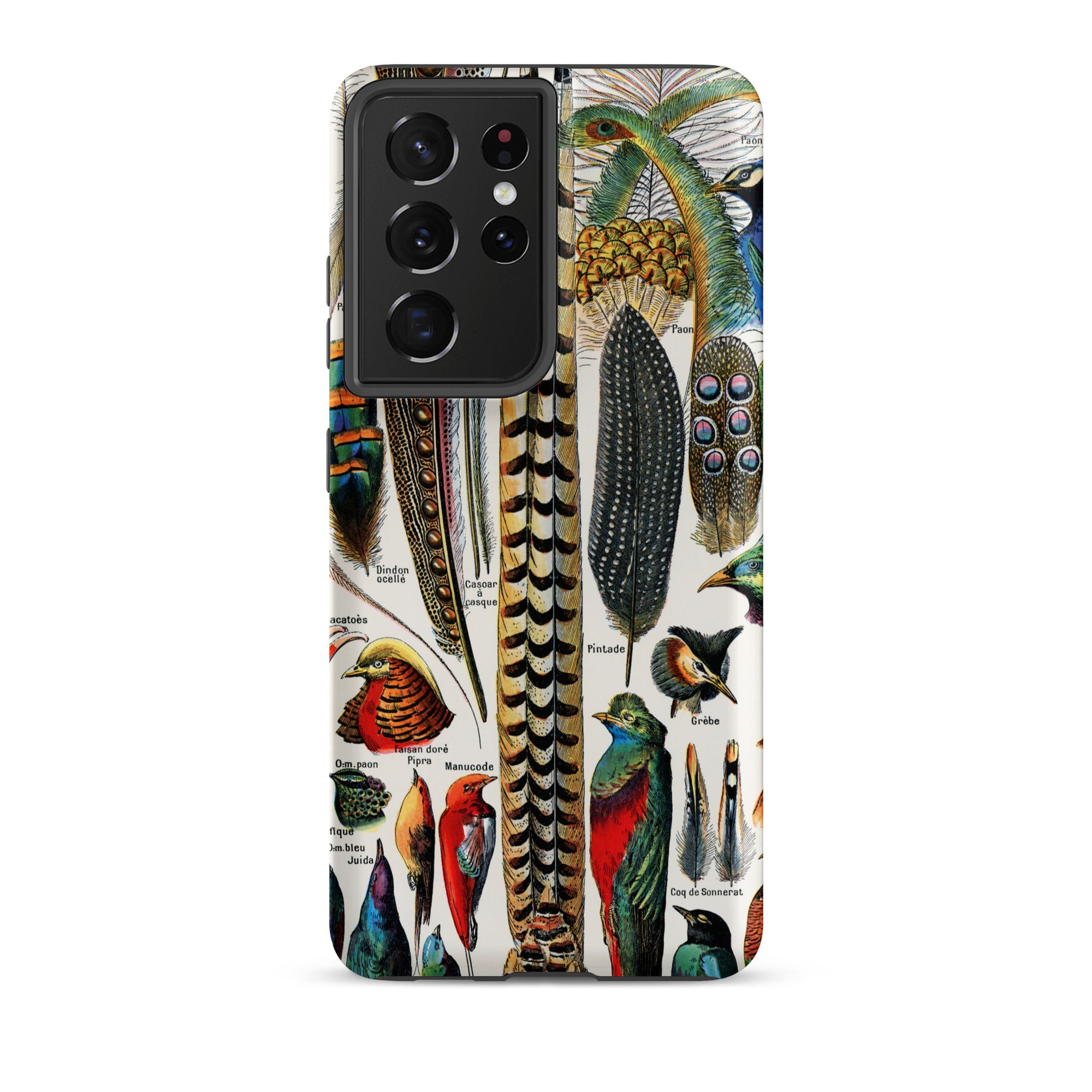 Plumes and Feathers Adolphe Philippe Millot Samsung Case, Galaxy S21 Ultra / Matte, Smartphone Case Vibrant Detailed Illustration Bird