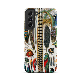 Plumes and Feathers - Adolphe Philippe Millot Samsung Case, Galaxy S22 Plus / Matte, Smartphone Case Vintage Illustrations Bird Feathers