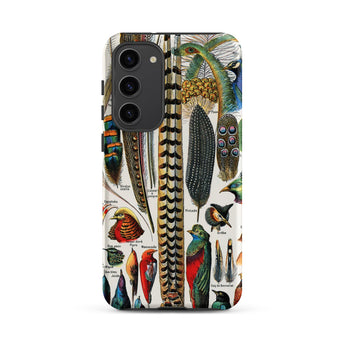 Plumes and Feathers - Adolphe Philippe Millot Samsung Case, Galaxy S23 Plus / Matte, Smartphone Case Detailed Vintage Illustration Bird