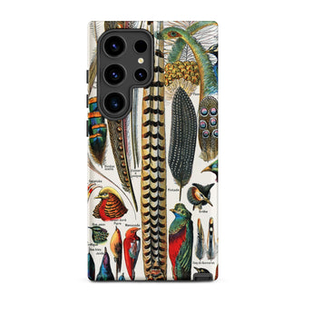 Plumes and Feathers - Adolphe Philippe Millot Samsung Case, Galaxy S24 Ultra / Matte, Phone Case Vintage Natural History Illustration Bird