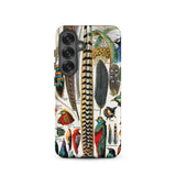 Plumes and Feathers - Adolphe Philippe Millot Samsung Case, Galaxy S25 / Matte, Smartphone Case Detailed Illustration Bird Feathers Birds