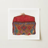 Pocketbook - Norma Lockwood 1930s Fashion Art Print / Canvas Vibrant Handwoven Textile Pouch Red Flap Intricate Geometric Lockwood’s,