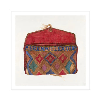 Pocketbook - Norma Lockwood 1930s Fashion Art Print, Decorative Textile Pouch Geometric Diamond Patterns Red Blue
