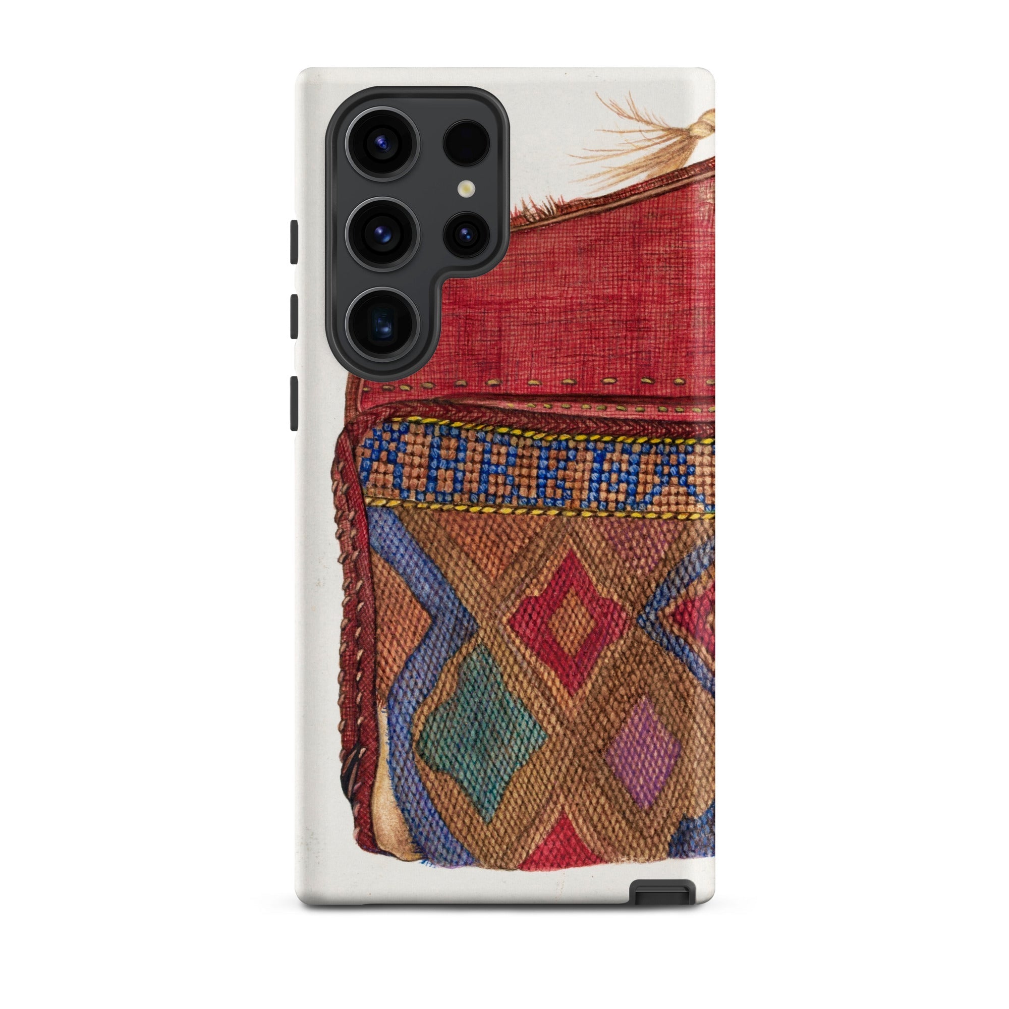 Pocketbook - Norma Lockwood 1930s Fashion Samsung Case, Galaxy S23 Ultra / Matte, Smartphone Case Vibrant Woven Textile Design Geometric