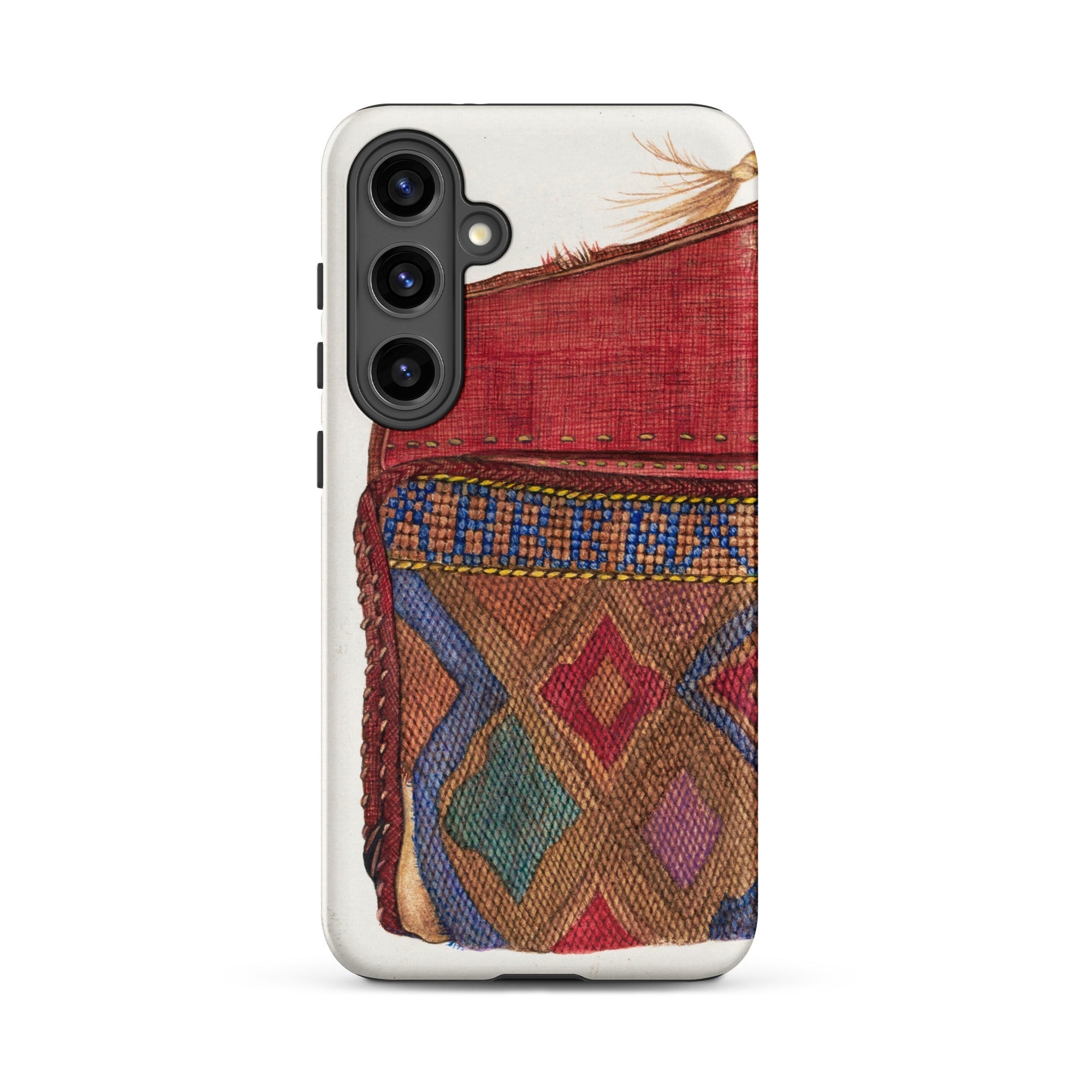 Pocketbook - Norma Lockwood 1930s Fashion Samsung Case, Galaxy S24 Plus / Matte, White Smartphone Case Red Patterned Fabric Design
