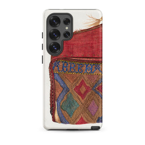 Pocketbook - Norma Lockwood 1930s Fashion Samsung Case, Galaxy S25 Ultra / Matte, White Smartphone Case Red Multicolored Woven Fabric Design