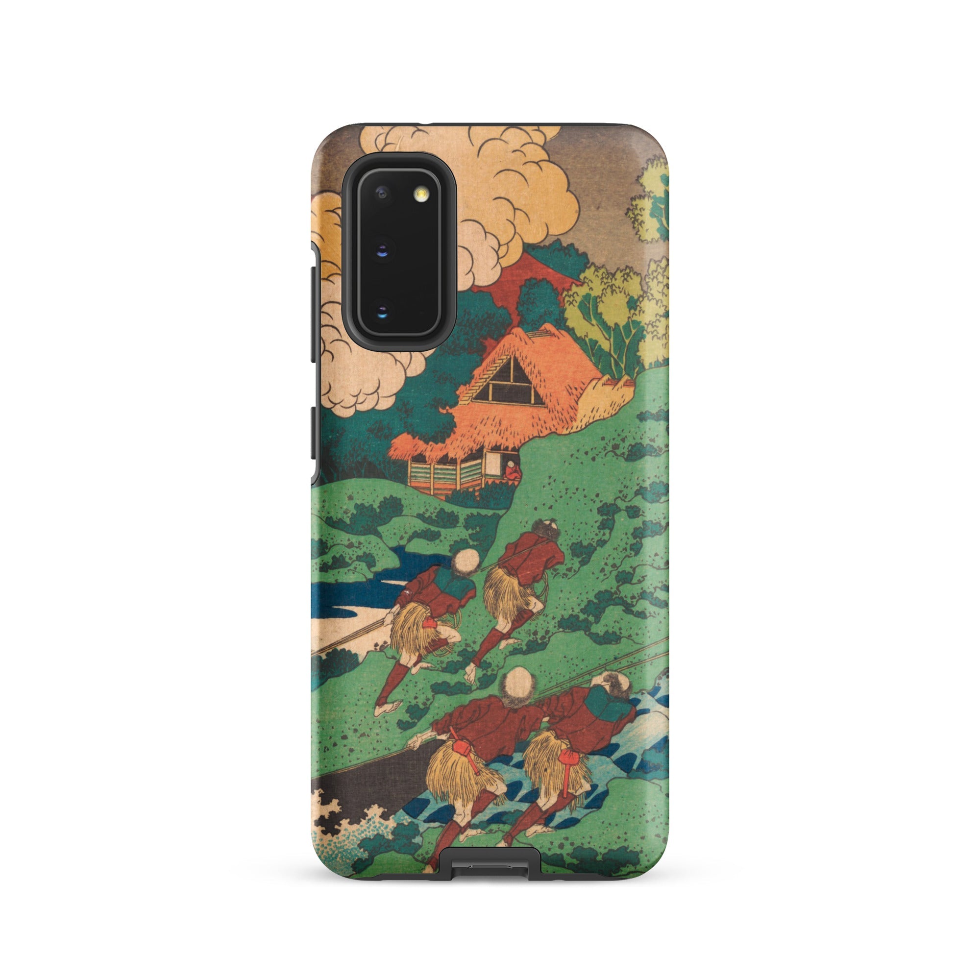 Poem by Kakinomoto Hitomaro Hokusai Samsung Case, Galaxy S20 / Matte, Smartphone Case Japanese Ukiyo e Woodblock Print Landscape House