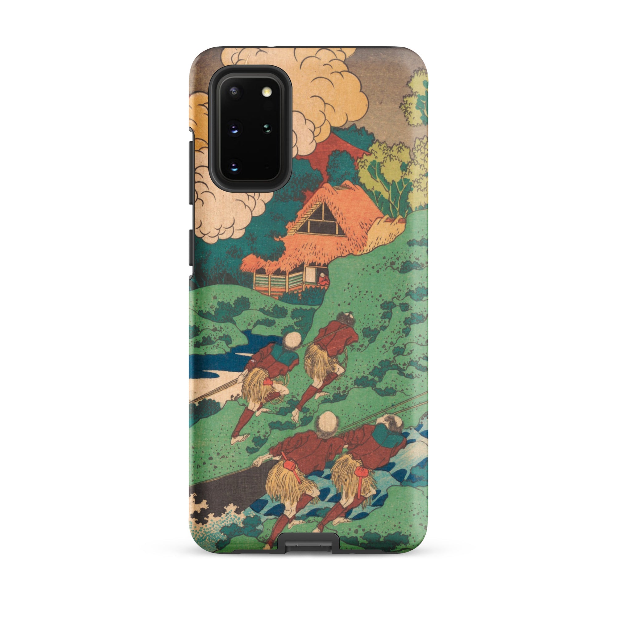 Poem by Kakinomoto Hitomaro Hokusai Samsung Case, Galaxy S20 Plus / Matte, Smartphone Case Japanese Ukiyo e Woodblock Print People Hill