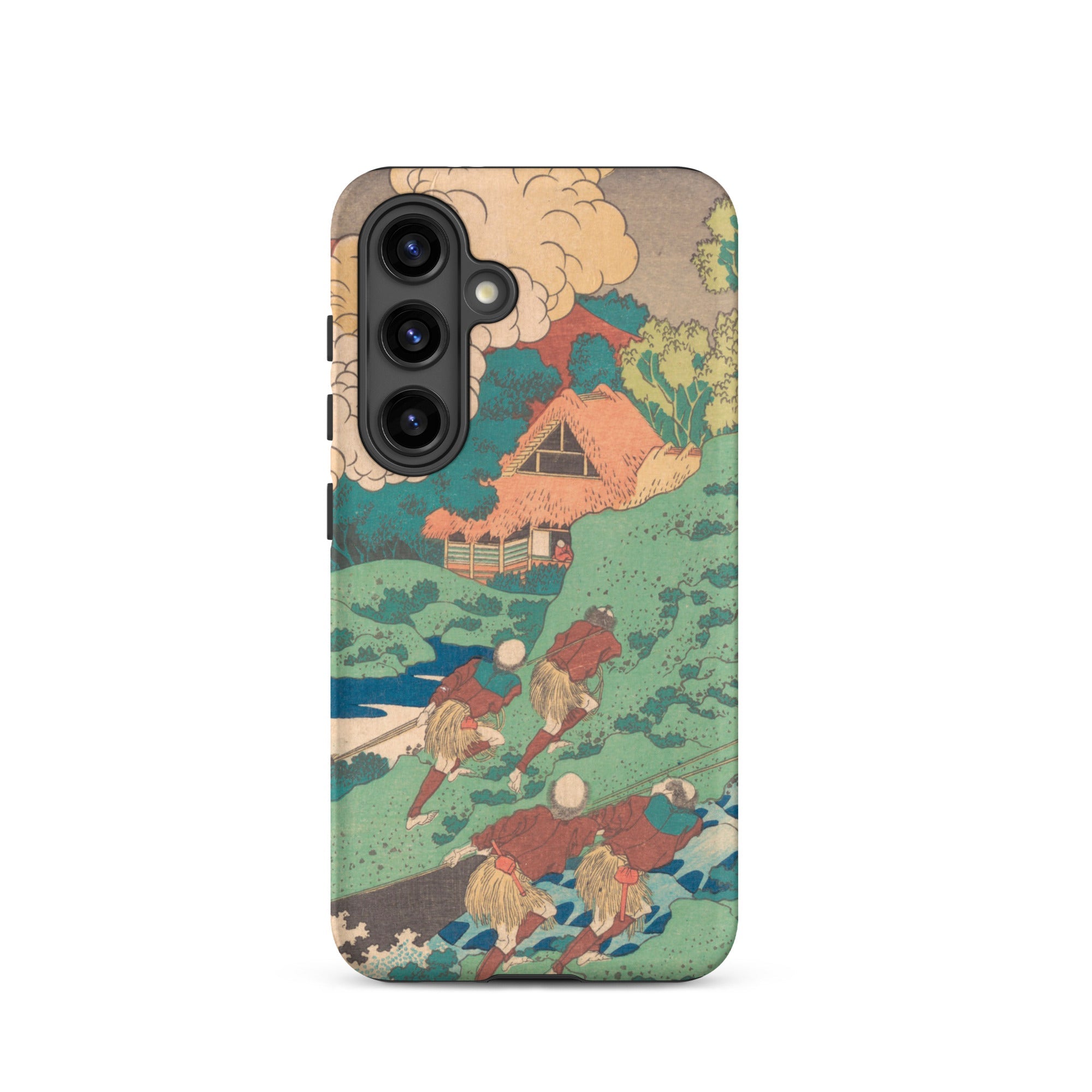 Poem by Kakinomoto Hitomaro Hokusai Samsung Case, Galaxy S24 / Matte, Smartphone Case Traditional Japanese Woodblock Print Landscape Figures