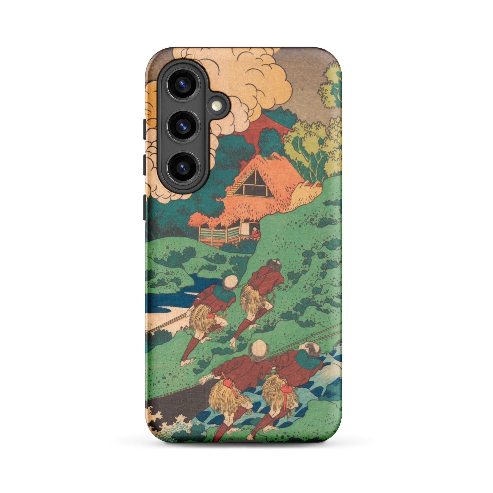 Poem by Kakinomoto Hitomaro Hokusai Samsung Case, Galaxy S24 Plus / Matte, Smartphone Case Adorned Vibrant Japanese Woodblock Print Scene