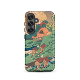 Poem by Kakinomoto Hitomaro - Hokusai Samsung Case, Galaxy S25 / Matte, Smartphone Case Japanese Woodblock Print Design Village Scene