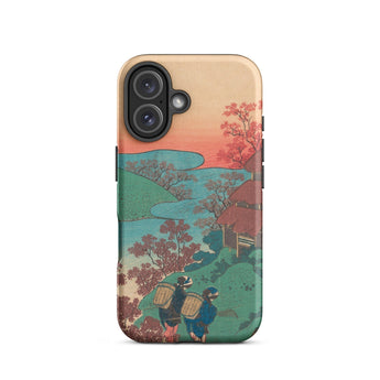 Poem by Sarumaru Dayu - Hokusai Phone Case Iphone 16 / Matte Traditional Japanese Ukiyo-e Style Illustration Two, Mountains Exhale, Final