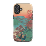 Poem by Sarumaru Dayu - Hokusai Phone Case Iphone 16 Plus / Matte Vibrant Traditional Japanese Woodblock Print Design, Mountains Exhale,