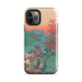 Poem by Sarumaru Dayu - Hokusai Phone Case Iphone 11 Pro / Gloss Phone Case Vibrant Stylized Japanese Landscape Two Figures Hokusai Iphone