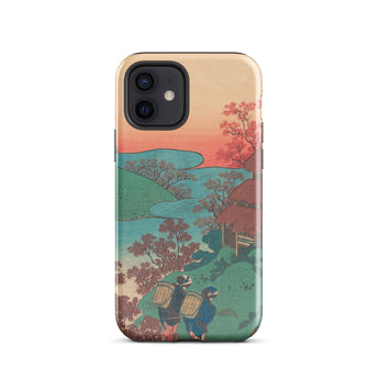 Poem by Sarumaru Dayu - Hokusai Phone Case Iphone 12 / Gloss Phone Case Vibrant Traditional Japanese Landscape Design Two Hokusai Iphone