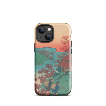 Poem by Sarumaru Dayu - Hokusai Phone Case Iphone 13 Mini / Gloss Phone Case Vibrant Traditional Japanese Woodblock Print Design Hokusai