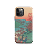 Poem by Sarumaru Dayu - Hokusai Phone Case Iphone 12 Pro / Gloss Phone Case Vintage-style Japanese Landscape Two Figures Baskets Hokusai