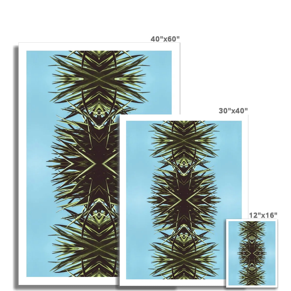 Pointy Modern Leaf Art Print - Mirrored Botanicals - Posters Prints & Visual Artwork - Aesthetic Art