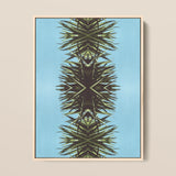 Pointy - Modern Mirrored Botanical Leaf Art Print / Canvas, 12x16’’ / 31x41cm / Natural Frame, Posters Prints & Visual Artwork, Toby Leon