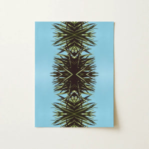 Pointy - Modern Mirrored Botanical Leaf Art Print / Canvas Vertically Oriented Rectangular Art Print Symmetrical Kaleidoscopic Design