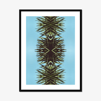 Pointy - Modern Mirrored Botanical Leaf Art Print, Symmetrical Palm Frond Kaleidoscope