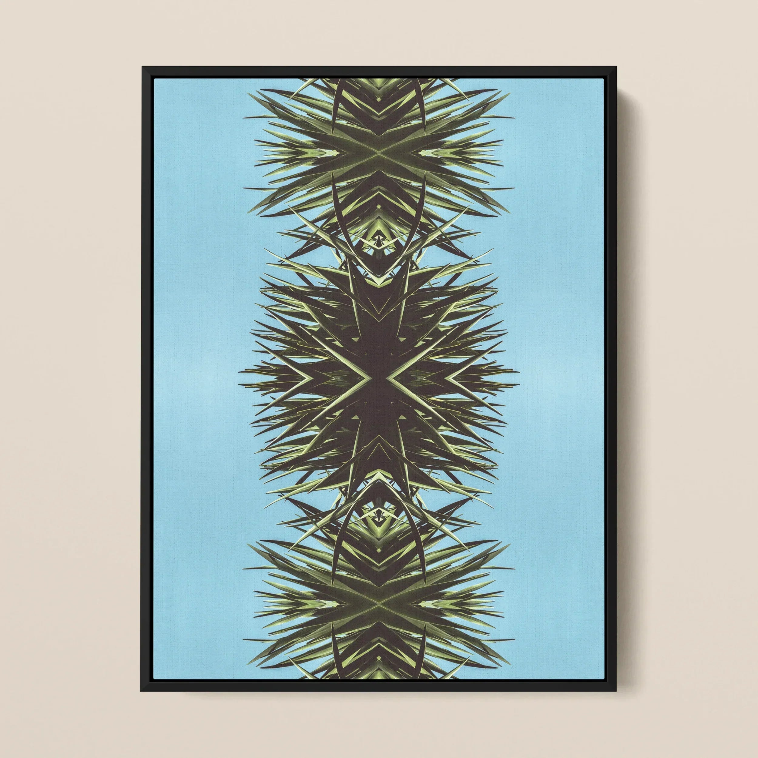 Pointy - Modern Mirrored Leaf Art Framed Canvas