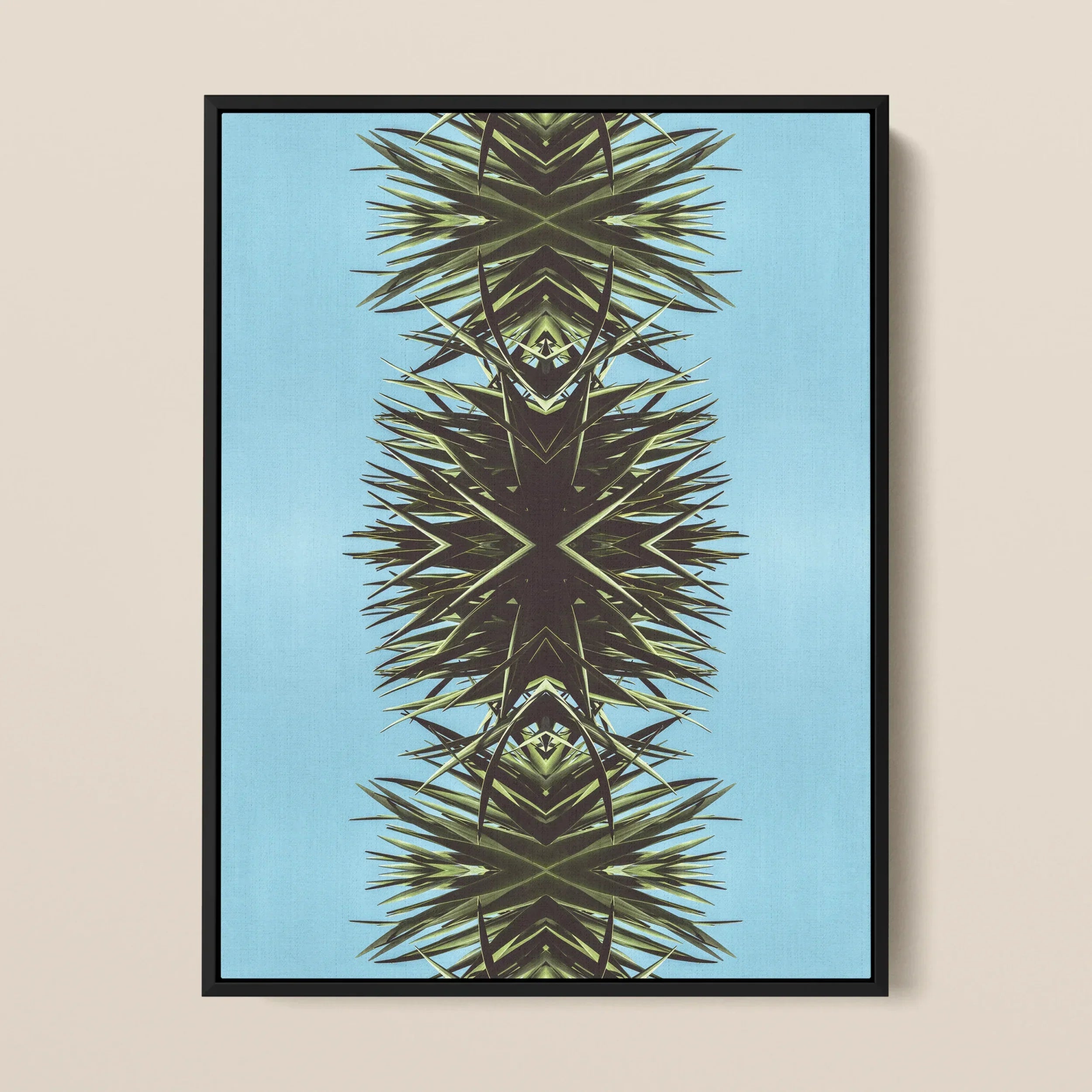 Pointy - Modern Mirrored Leaf Art Framed Canvas