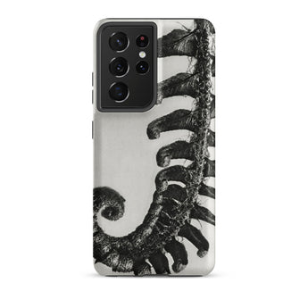 Polystichum Munitum (prickly Shield–fern) - Karl Blossfeldt Phone Case Samsung Galaxy S21 Ultra / Matte Black White Fern Frond Design Phone