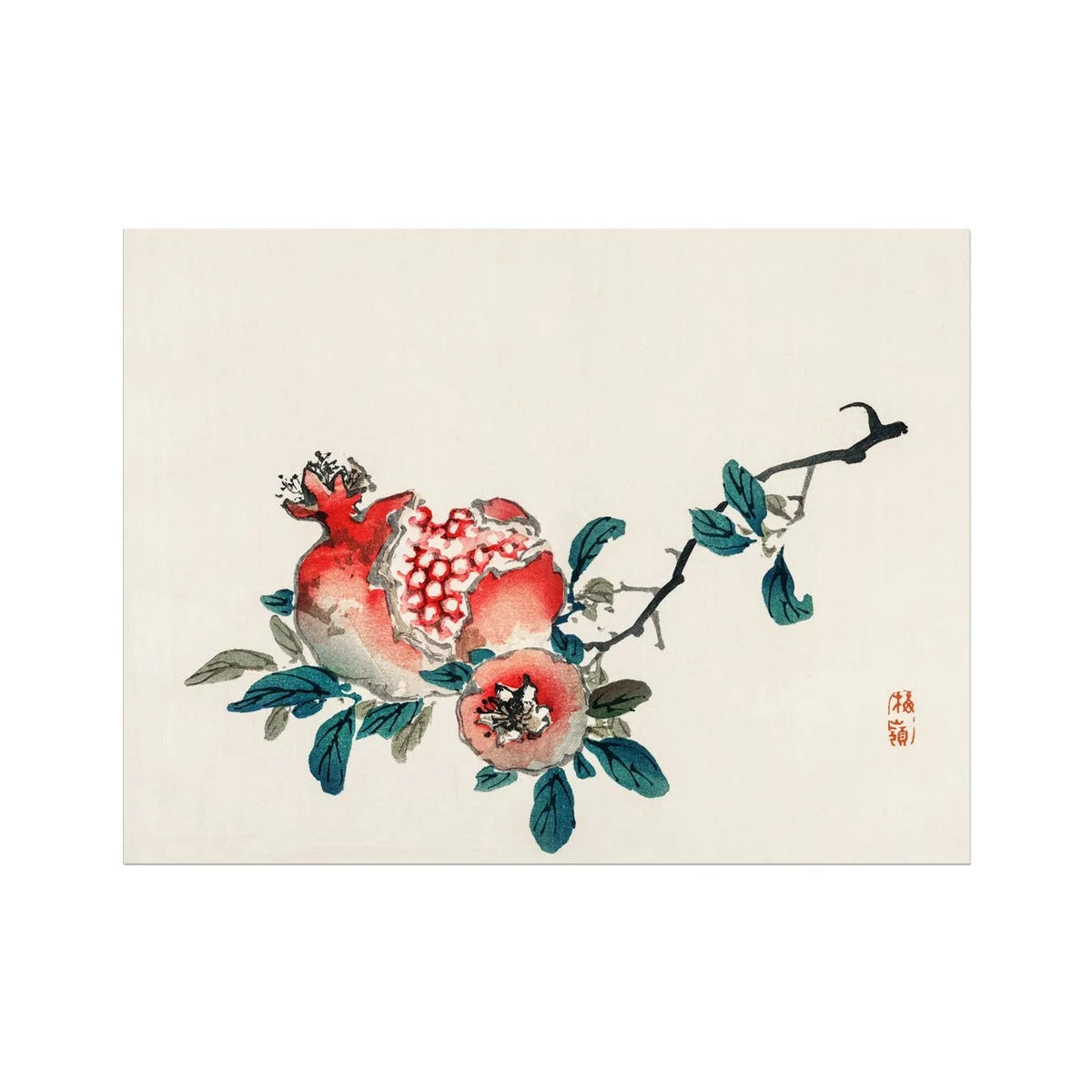 Pomegranate By Kōno Bairei Fine Art Print - 40’x30’ - Posters Prints & Visual Artwork - Aesthetic Art