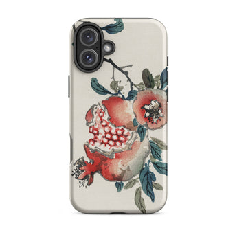 Pomegranate - Kōno Bairei Kacho-ga Fruit Iphone Case, 16 Plus / Matte, Pomegranate Floral Phone Case