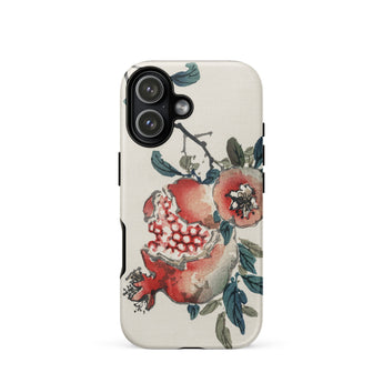 Pomegranate - Kono Bairei Kacho-ga Fruit Phone Case Pomegranate-themed Phone Case Vibrant Red Green Accents Made Kōno Bairei, Bairei’s